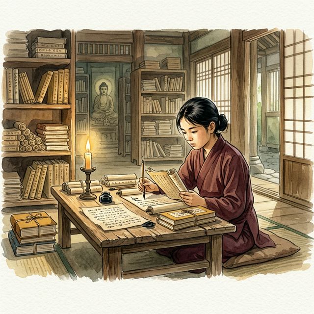 Người đọc sách trong thư phòng yên tĩnh