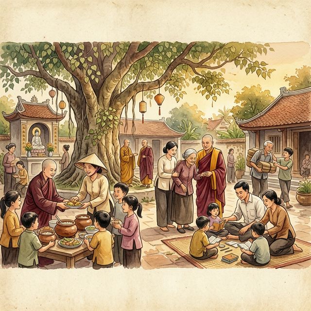 Nhiều người giúp đỡ nhau trong cộng đồng